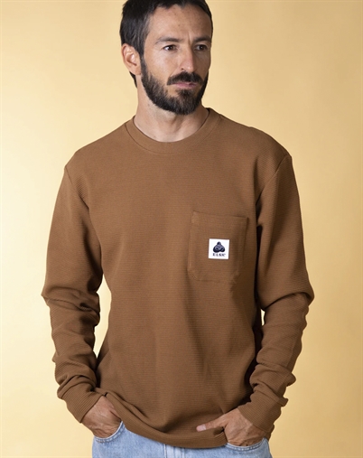 Elsk - Waffel Mens Pocket Longsleeve Strik - Hazel Brown